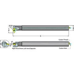 .500 Shank Coolant Thru Boring Bar- 27.5° Lead Angle for DC_T 21.51 Style Inserts - Eagle Tool & Supply