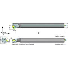 .500 Shank Coolant Thru Boring Bar- -5° (Back Boring) Lead Angle for DC_T 21.51 Style Inserts - Eagle Tool & Supply