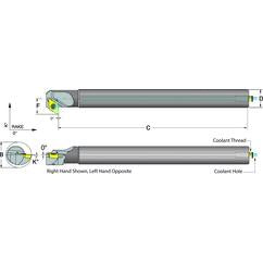 .500 Shank Coolant Thru Boring Bar- -5° (Back Boring) Lead Angle for DC_T 21.51 Style Inserts - Eagle Tool & Supply