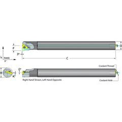 .500 Shank Coolant Thru Boring Bar- -3° Lead Angle for TPMT 21.51 Style Inserts - Eagle Tool & Supply