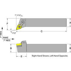 MDQNL20-4D - LH 1-1/4 x 1-1/4" Turning Tool Holder - Eagle Tool & Supply