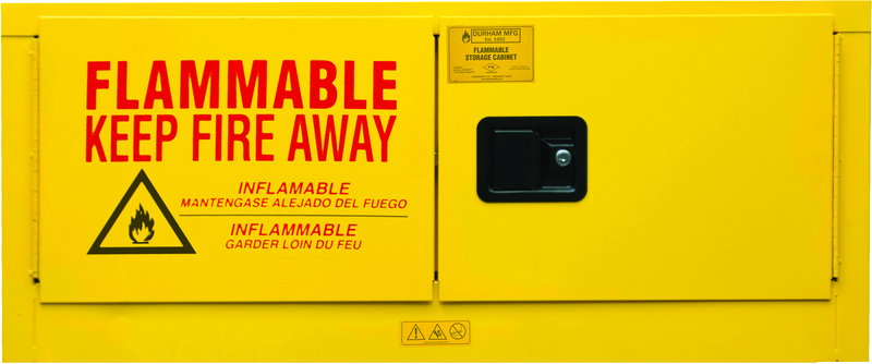 12 Gallon - All Welded - FM Approved - Flammable Safety Cabinet with Legs - Manual Doors - 1 Shelf - Safety Yellow - Eagle Tool & Supply