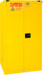 60 Gallon - All Welded - FM Approved - Flammable Safety Cabinet - Self-closing Doors - 2 Shelves - Safety Yellow - Eagle Tool & Supply