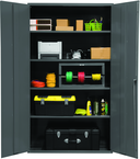 48"W - 16 Gauge - Lockable Shelf Cabinet - 4 Adjustable Shelves - Flush Door Style - Gray - Eagle Tool & Supply