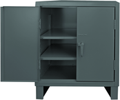 36"W - 14 Gauge - Lockable Shelf Cabinet - 2 Adjustable Shelves - Recessed Door Style - Gray - Eagle Tool & Supply