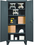 36"W - 14 Gauge - Lockable Shelf Cabinet - 4 Adjustable Shelves - Recessed Door Style - Gray - Eagle Tool & Supply