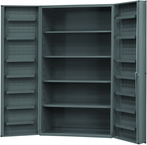 48"W - 14 Gauge - Lockable Shelf Cabinet - 4 Adjustable Shelves - 14 Door Shelves - Deep Door Style - Gray - Eagle Tool & Supply