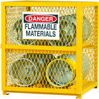 30"W - All Welded - Angle Iron Frame with Mesh Side - Horizontal Gas Cylinder Cabinet - 1 Shelf - Magnet Door - Safety Yellow - Eagle Tool & Supply