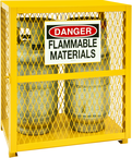 30 x 20 x 33-1/2" - All Welded - Angle Iron Frame with Mesh Side - Horizontal/Vertical Gas Cylinder Cabinet - Magnet Doors - Safety Yellow - Eagle Tool & Supply