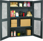 48"W - 14 Gauge - Lockable Cabinet - 3 Adjustable Shelves - Flush Door Style - Gray - Eagle Tool & Supply