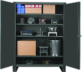 36"W - 12 Gauge - Lockable Cabinet - 4 Adjustable Shelves - Recessed Door Style - Gray - Eagle Tool & Supply