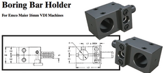 Boring Bar Holder - Right-Hand (Top) (For Emco Maier 16mm VDI Machines) - Part #: CNC86 E58.1625R - Eagle Tool & Supply