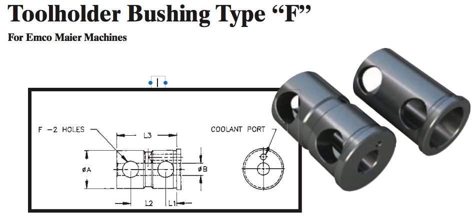Toolholder Bushing Type ÒFÓ (For Emco Maier Machines) - Part #: CNC86 E86-80F 20mm - Eagle Tool & Supply