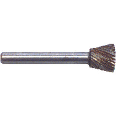 1/2 × 1/2 × 1/4″ SH Inverted Cone Shape - HSS - Burr - Eagle Tool & Supply