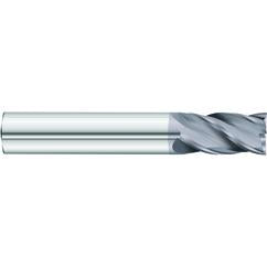1/2 x 1/2 x 1-1/4 x 3 OAL .060 C/R 4 Flute Carbide End Mill - Round Shank-AlCrN Coated - Eagle Tool & Supply