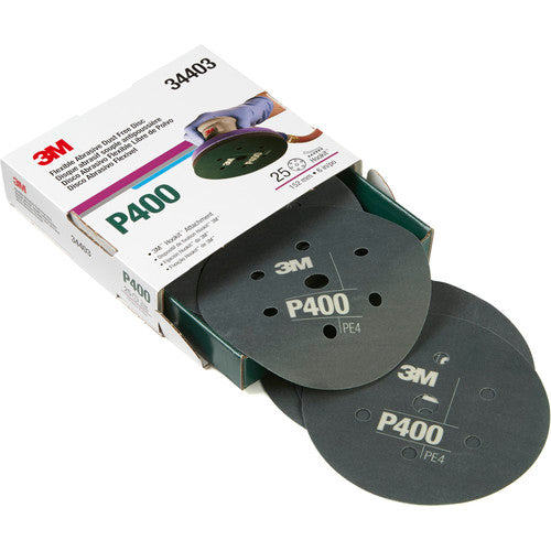 3M Hookit Flexible Abrasive Disc 270J 34410 6″ 7H Dust Free P2000 - Exact Industrial Supply