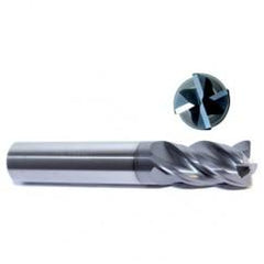 3/8" Dia. - 3/4" LOC - 4" OAL - .020 Radius 4 FL Carbide S/E HP End Mill-Uncoated - Eagle Tool & Supply
