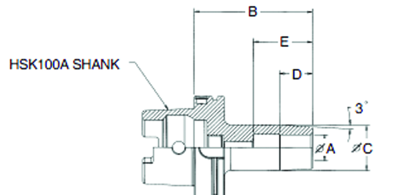 12mm HSK100A Shrink Fit Toolholder - 100mm Gauge Length - Eagle Tool & Supply