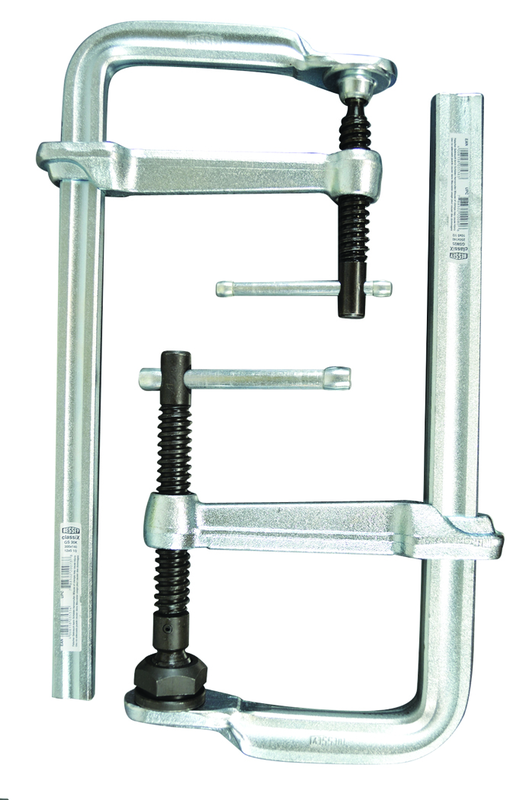 Economy L Clamp - 6" Capacity - 4-3/4" Throat Depth - Standard Pad - Profiled Rail, Spatter resistant spindle - Eagle Tool & Supply