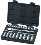 24PC 3/8 DR METRIC SKT SET STD/DEEP - Eagle Tool & Supply