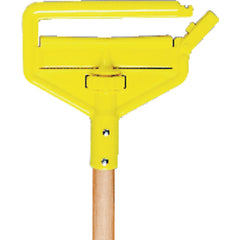 Invader - Side Gate Wet Mop Handle, Large Yellow Plastic Head, Hardwood Handle - Should be used with 5″ headband mops - Eagle Tool & Supply