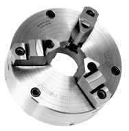 Ajust-Tru+ Universal Chuck - 4" Plain Mount; 3-Jaw; Solid Jaw - Eagle Tool & Supply