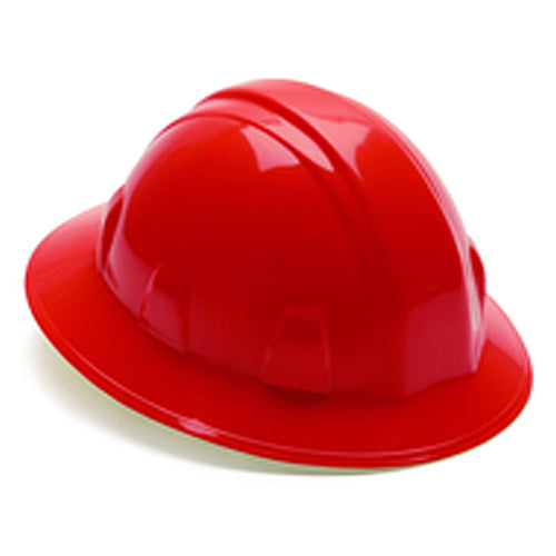 Hard Hat - Red Full Brim 4 Point Ratchet Style - Eagle Tool & Supply