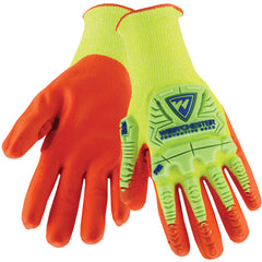 Hi Vis 10 Gauge Yellow HPPE Shell With Orange Foam Nitrile Palm Gloves Medium - Eagle Tool & Supply