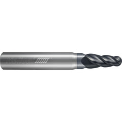 ‎4 Flute - Ball - 0.1250″ (1/8) Cutter DIA × 0.1875″ (3/16) Shank DIA × 0.0620″ (1/16) Radius × 0.6250″ (5/8) LOC × 2.0000″ (2) OAL × 0.7500″ (3/4) Reach - APLUS Coated