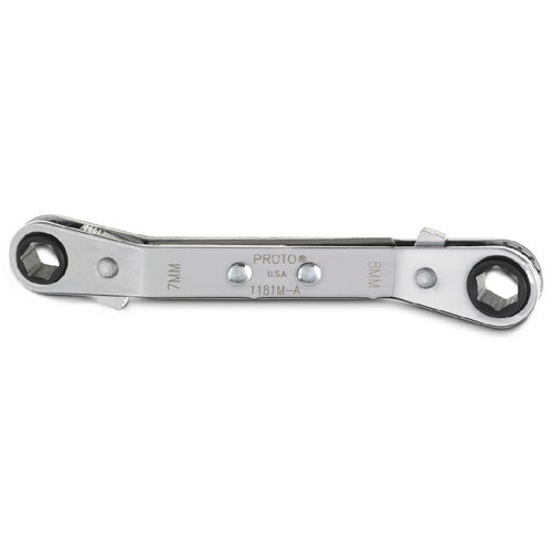 ‎Proto Offset Double Box Reversible Ratcheting Wrench 7 × 8 mm - 6 Point - Eagle Tool & Supply