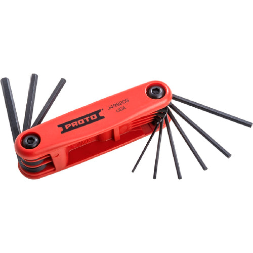 ‎Proto 9 Piece Folding Hex Key Set with Comfort Grip: .050-3/16″ - Eagle Tool & Supply