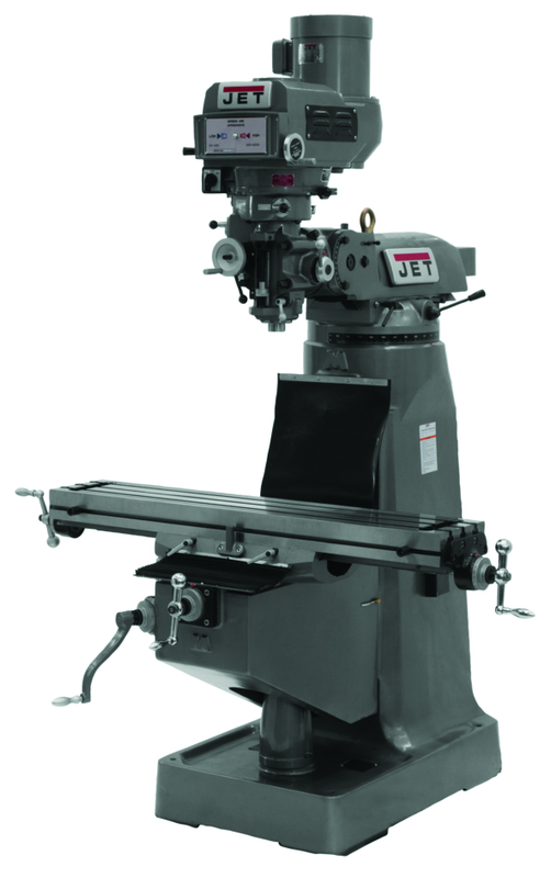 JTM-1050 Mill With 3-Axis Newall DP700 DRO (Quill) With X, Y and Z-Axis Powerfeeds And Power Draw Bar - Eagle Tool & Supply