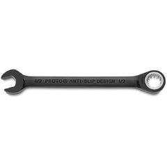 Proto Black Chrome Combination Non-Reversible Ratcheting Wrench 1/2″ - Spline - Eagle Tool & Supply