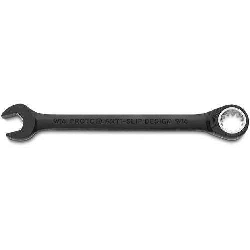 Proto Black Chrome Combination Non-Reversible Ratcheting Wrench 9/16″ - Spline - Eagle Tool & Supply