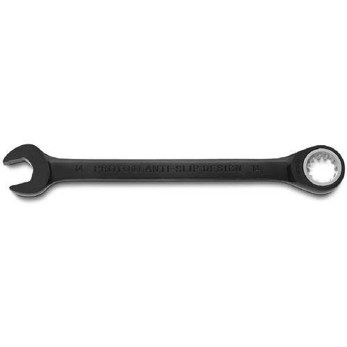 Proto Black Chrome Combination Non-Reversible Ratcheting Wrench 14 mm - Spline - Eagle Tool & Supply