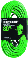 80' Ext. Cord Extra HD 1-Outlet- Neon High Visibility - Eagle Tool & Supply
