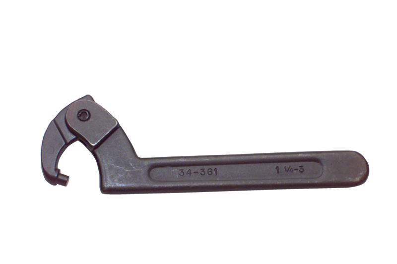 1-1/4 to 3'' Dia. Capacity - 7-1/2'' OAL - Adjustable Pin Spanner Wrench - Eagle Tool & Supply