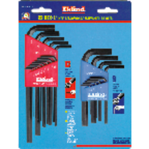 22 Pieces-0.050″-3/8″ & 1.5-10 mm Long & Short Arm Style - Hex Key Set - Eagle Tool & Supply