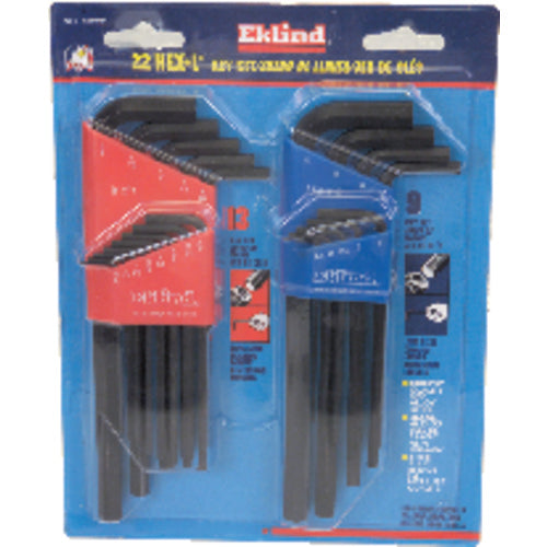 22 Pieces-0.050″-3/8″ & 1.5-10 mm Long Arm Style - Hex Key Set - Eagle Tool & Supply