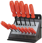 13 Piece - .050 - 3/8" Screwdriver Style - Ball End Hex Driver Set with Stand - Eagle Tool & Supply