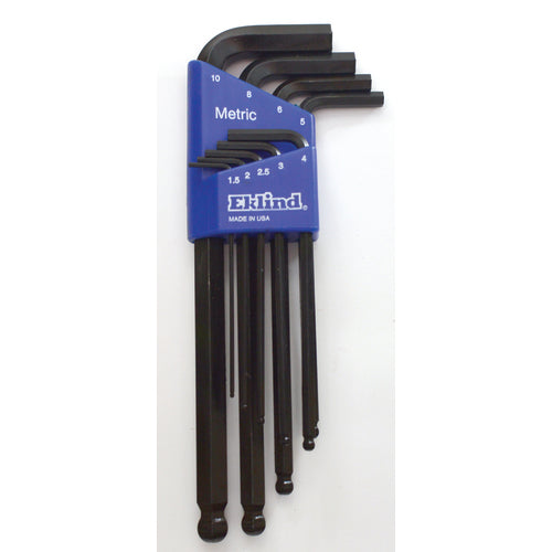 9 Pieces-1.5 mm-10 mm Long Arm Style - Ball End Hex Key Set - Eagle Tool & Supply