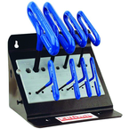 8 Piece - 2.0 - 10mm T-Handle Style - 9'' Arm- Hex Key Set with Plain Grip in Stand - Eagle Tool & Supply