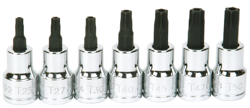 #9319128 - T25; T27; T30; T40; T45; T47; T50 - 3/8" Drive - Socket Drive Torx Bit Set - Eagle Tool & Supply