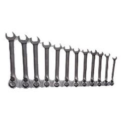 Snap-On/Williams Reverse Ratcheting Wrench Set -- 12 Pieces; 12PT Chrome Plated; Includes Sizes: 8; 9; 10; 11; 12; 13; 14; 15; 16; 17; 18; 19mm; 5° Swing - Eagle Tool & Supply