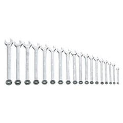 Snap-On/Williams Metric Combination Wrench Set -- 18 Pieces; 12PT Satin Chrome; Includes Sizes: 7; 8; 9; 10; 11; 12; 13; 14; 15; 16; 17; 18; 19; 20; 21; 22; 23; 24mm - Eagle Tool & Supply