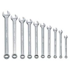 Snap-On/Williams Metric Combination Wrench Set -- 10 Pieces; 12PT Satin Chrome; Includes Sizes: 7; 8; 9; 10; 11; 12; 13; 15; 17mm - Eagle Tool & Supply