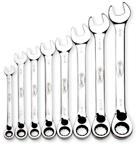 Snap-On/Williams Reverse Ratcheting Wrench Set -- 8 Pieces; 12PT Chrome Plated; Includes Sizes: 5/16; 3/8; 7/16; 1/2; 9/16; 5/8; 11/16; 3/4"; 5° Swing - Eagle Tool & Supply