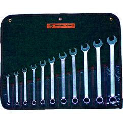 Wright Tool Fractional Combination Wrench Set -- 11 Pieces; 12PT Chrome Plated; Includes Sizes: 3/8; 7/16; 1/2; 9/16; 5/8; 11/16; 3/4; 13/16; 7/8; 15/16; 1"; Grip Feature - Eagle Tool & Supply