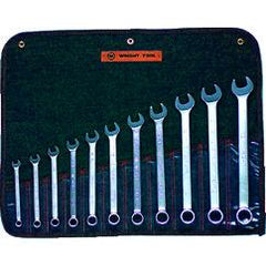 Wright Tool Fractional Combination Wrench Set -- 11 Pieces; 12PT Chrome Plated; Includes Sizes: 3/8; 7/16; 1/2; 9/16; 5/8; 11/16; 3/4; 13/16; 7/8; 15/16; 1"; Grip Feature - Eagle Tool & Supply