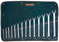 Wright Tool Fractional Combination Wrench Set -- 14 Pieces; 12PT Chrome Plated; Includes Sizes: 3/8; 7/16; 1/2; 9/16; 5/8; 11/16; 3/4; 13/16; 7/8; 15/16; 1; 1-1/16; 1-1/8; 1-1/4"; Grip Feature - Eagle Tool & Supply